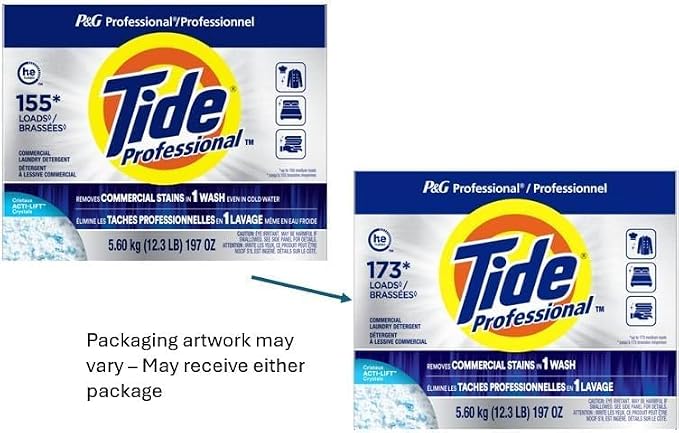 Tide PRO Laundry Detergent Powder Bulk, Removes Hotel, Restaurant and Healthcare Stains in One Wash, Commercial Use, 173 loads, 197 oz