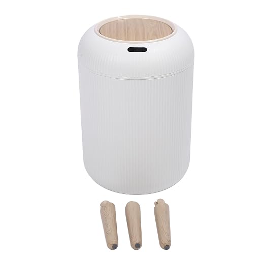 Automatic Motion Sensor Trash Can, Smart Touchless Water Proof Plastic Wastebasket,Garbage Bin with Removable Legs for Bathroom, Kitchen, Bedroom (White)