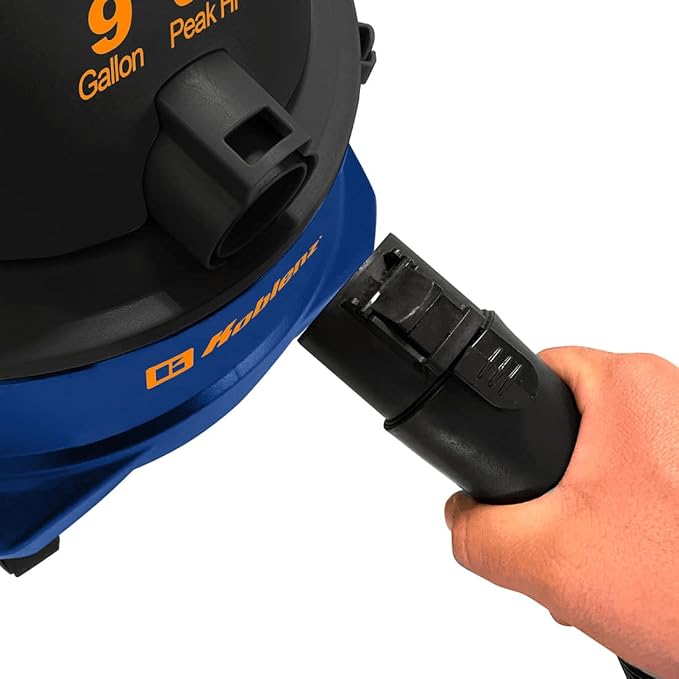 Koblenz WD-9 L212 Wet Dry Vacuum Cleaner, 9 Gallon, 5.0 PHP, 3-in-1 Suction & Blower, Big Vacuum Cleaners for Home, Heavy Duty Shop Vac, Click-N-Lock Hose, Swivel Casters, Black/Blues