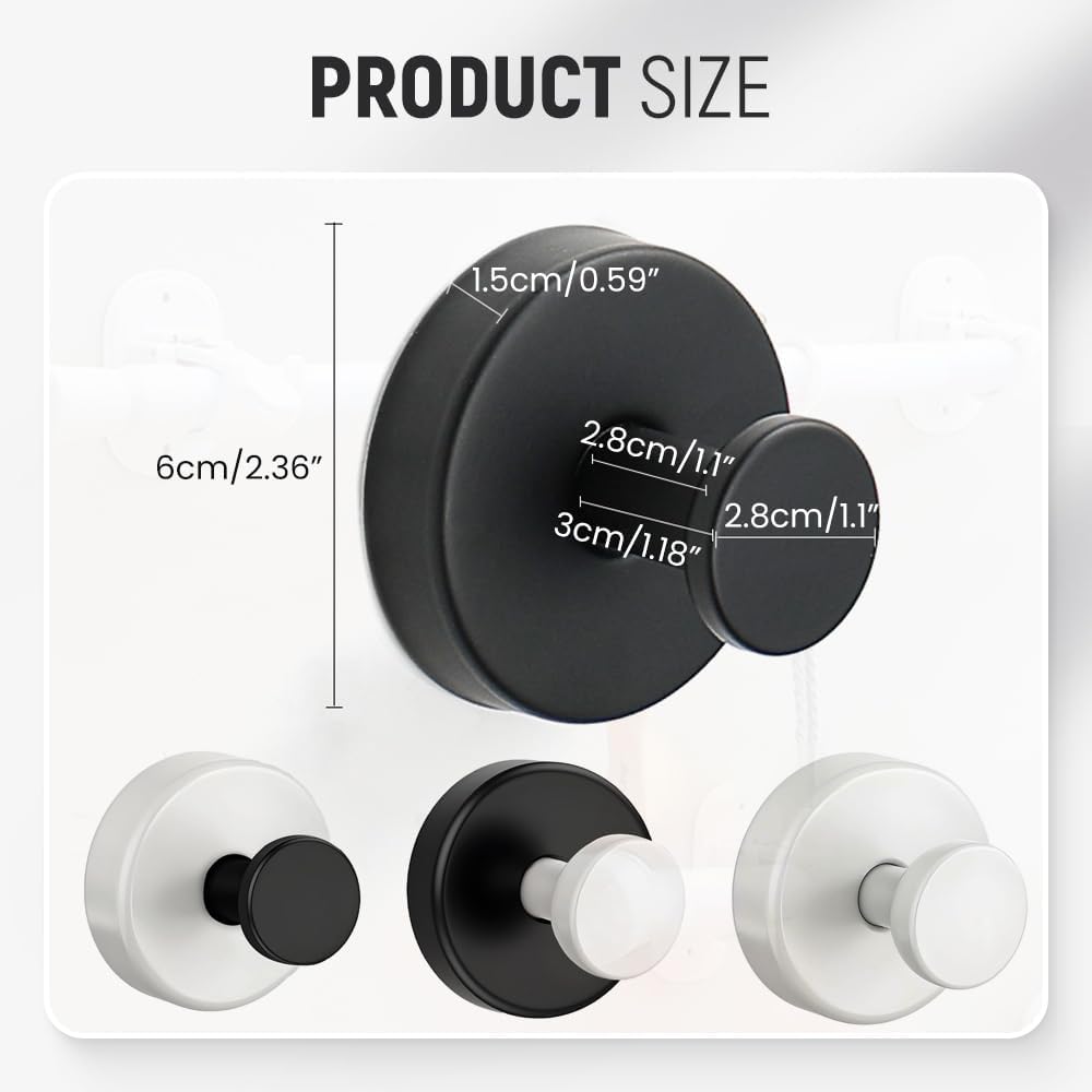 Suction Cup Hooks for Wreaths, 2025 New No Drill Suction Cup Hooks on Glass, Wreath Hanger for Front Door, Rustproof Hook Holder Towel Hook for Window Bathroom Mirrors Tile (4, Black A)