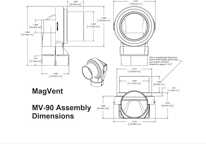 MagVent MV-90 Magnetic Dryer Vent Coupling (Silver)