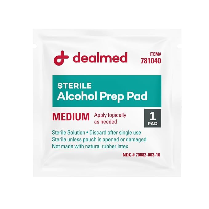 Dealmed Alcohol Prep Pads – 400 Count Medium Latex-Free Gamma Sterilized Antiseptic Wipes, Wound Care Products for First Aid Kits, Home, and Medical Facilities (Pack of 2)