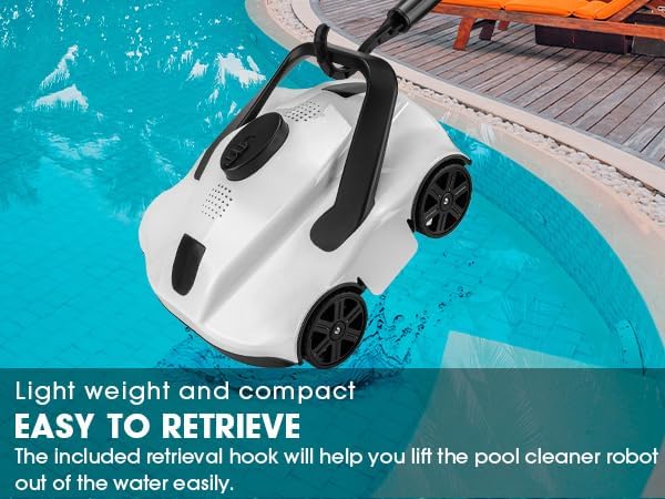 Portable Cordless Robotic Pool Cleaner - 130 Mins Runtime, Self-Parking, Automatic Vacuum for Inground Pools up to 1076 sq.ft, White