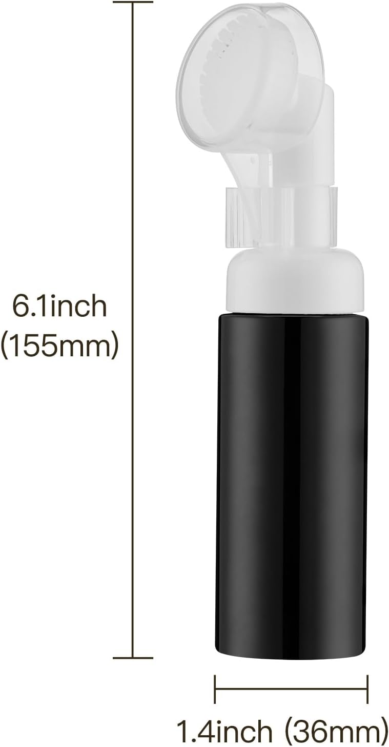 2 OZ Foam Bottle with Brush, Empty Foaming Dispensers to Travel for Soap, Shampoo (3pcs, Black)