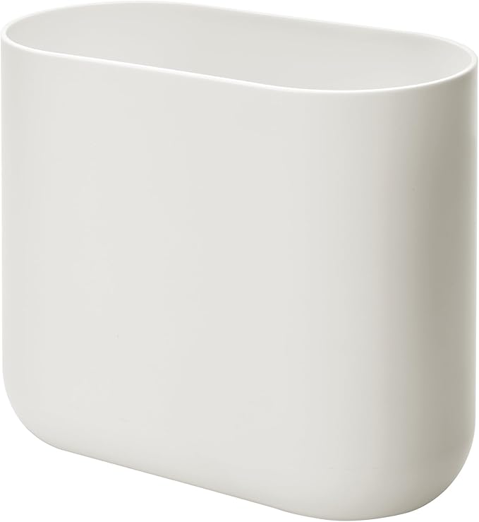 iDesign Small Slim Plastic Bathroom Trash Can, Garbage Can for Bedroom, Office, Desk, Dorm, 2-Pack, Coconut White