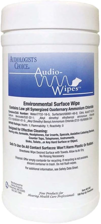 Audiologist's Choice Earbud Cleaning Kit with Audio Wipes - 3-in-1 Pen for AirPods, iPhone Cleaner, Earwax Removal, Speaker & Bluetooth Earbuds - Compact & Travel-Friendly (Canister (160 Count))