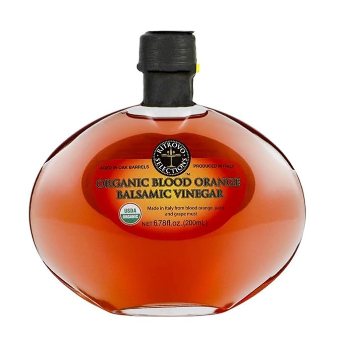 Ritrovo Selections Organic Blood Orange Balsamic Vinegar Aged in Oak Barrel 6.78fl.oz. (200ml)