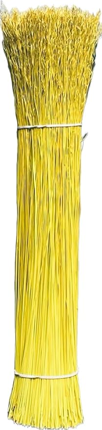 1 Pound Bundle Natural or Dyed/Colored Broomcorn Hurl for Broom Making and Crafting (Yellow, 20 Inch)