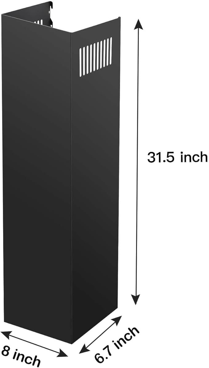 Stainless Steel Chimney Extension for SNDOAS Range Hood GD17 and GD24 Series, 31.5 inch, Wall-Mounted style (Black)