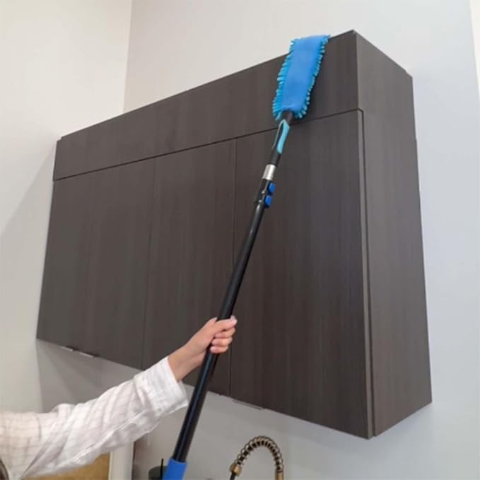 20 Foot Fan Cleaner High Ceiling 2 Cobweb Dusters with Heavy Duty Extension Pole, Window Squeegee Kit, Household Cleaning Gloves(12ft)