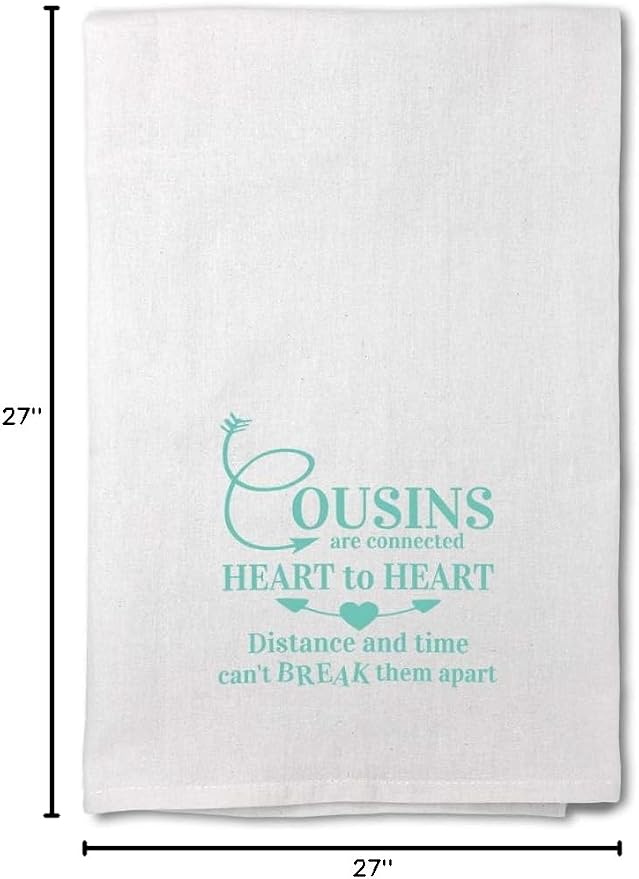 Custom Decor Flour Kitchen Towels Cousins Connected Heart Distance Time Can't Break Them Apart Funny & Novelty Novelty Cleaning Supplies Dish Towels Design Only