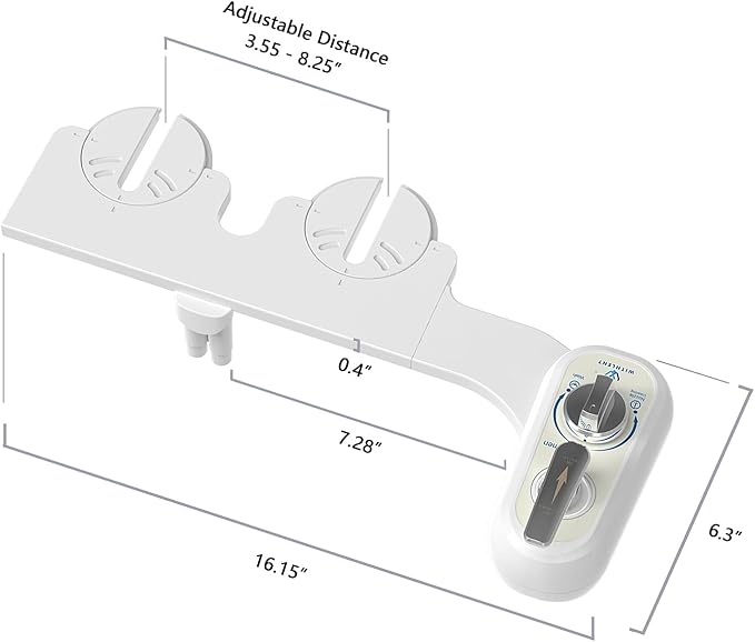 Left Handed Bidet Attachment for Toilet - Left Handed Bidet Non-Electric,Self-Cleaning,Adjustable Water Pressure,Retractable Dual Nozzles for Frontal & Rear Wash,Lever Control