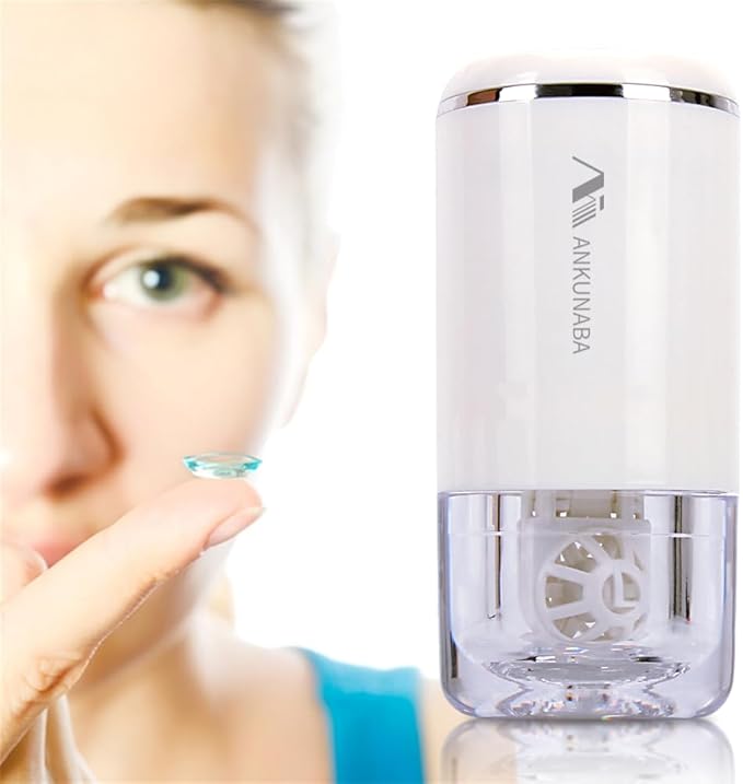 Contact Lens Cleaner, Portable Soft Contact Lens Cleaning Machine with USB Charger, Automatic Vibration Contact Lenses Cleaner Case for Traveling (White)