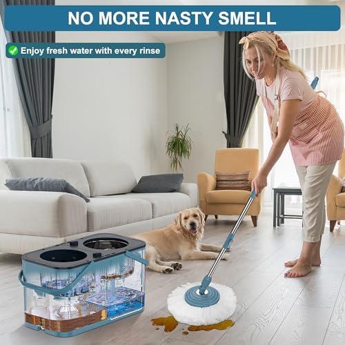 RinseWise Gen 1 Large Capacity and Gen 1 Compact Mop Bucket,with 360 ° Swivel Wheels for Home & Kitchen Cleaning