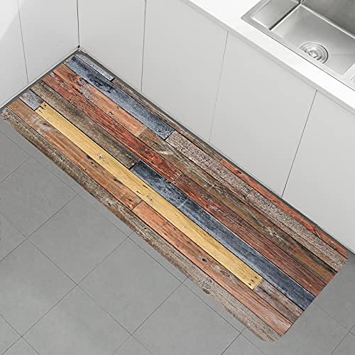 WODEJIA Flannel Mat Non Slip Bedside and Living Room,Clearance MatS Absorbent Moisture Dust Forlaundry Room,Bath Rugs Sponge Foam Soft for Bathroom and KitchenRustic Old Wooden Board 47x18 Inches