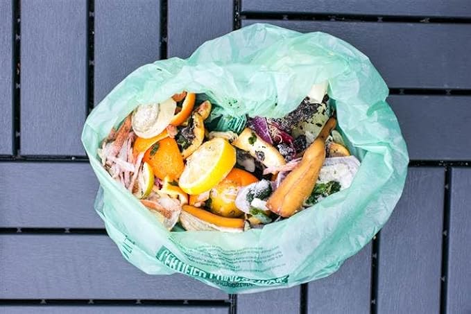 6-8 Gallon Compostable Trash Bags by BioBag, 45 Count, BPI Certified, Meets ASTM D6400 Standards, Made in USA, Medium Kitchen Bin Liners