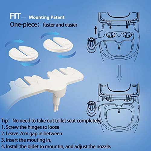 Bidet AMI910 Hot and Cold Water Bidet Attachment for Toilet - Self Cleaning Dual Nozzles (Frontal & Rear Wash) - Non-Electric Mechanical Bidet Toilet Attachment