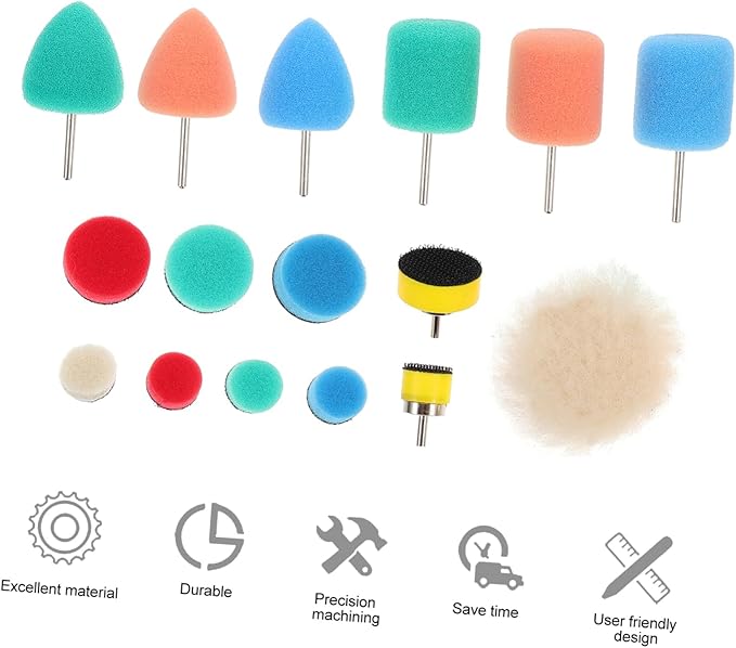 OUNONA 64pcs Auto Buffing Pads Kit Sponge Polishing Wheel for Car Detailing Reusable and Easy to Clean for Drill and Polisher Use Lightweight and Versatile for Scratch Improvement