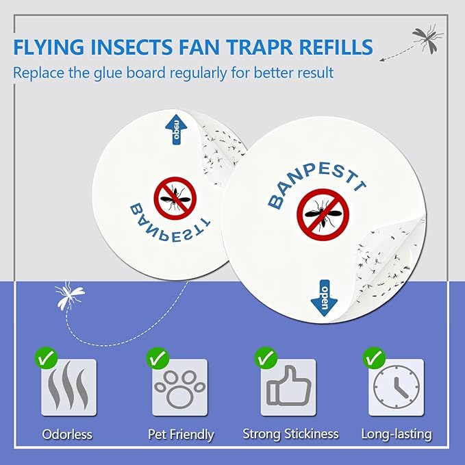 Fruit Fly Trap Refills 24 Pack, 4.3" Sticky Glue Boards Compatible with Most Round Gnat Traps for Indoor Use (Device Not Included)