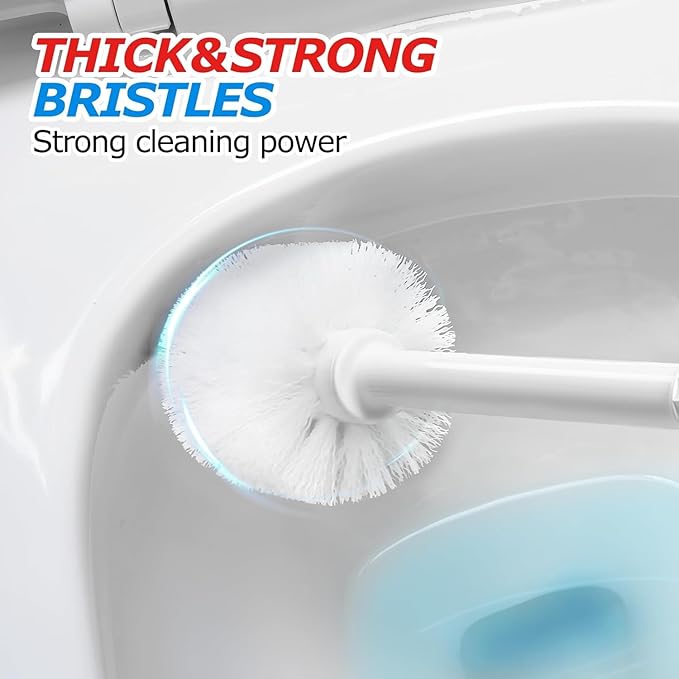 FORASTO 3Pack 2 in 1 Toilet Brush and Plunger Set, Extended Handle Plunger,Toilet Bowl Brush Plunger Set,Bathroom Cleaning Tools,Toilet Brush Plunger Combo,Cleaning Supplies, Pearl White