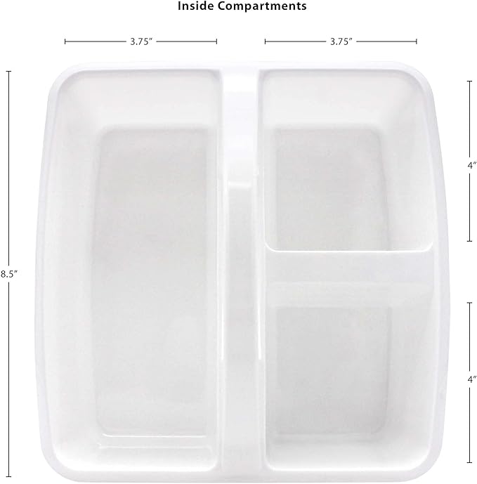 Teacher Created Resources White Portable Plastic Storage Caddy 6-Pack for Classrooms, Kids Room, and Office Organization, 3 Compartments