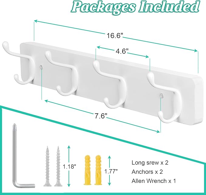 OUTNILI Broom Holder and Coat Rack Wall Mounted Bundle