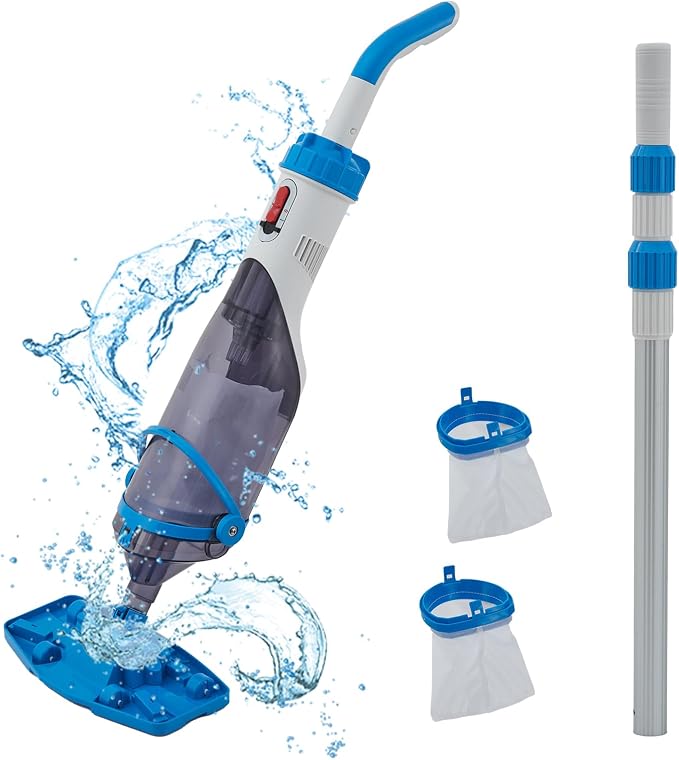 Cordless Handheld Pool Vacuum with Telescopic Pole, Rechargeable Handheld Hot Tub SPA Pool Cleaner Vacuum for Above Ground/Inground Pools, 18.5GPM Powerful Suction, Running time up to 1H