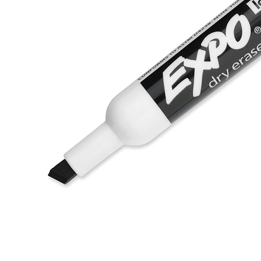 Boardwalk BWK410321 7.6 in. x 8.9 in. 2 Ply Center-Pull Roll Towels - White (6/Carton) & EXPO Low Odor Dry Erase Markers, Chisel Tip, Black, 36 Count