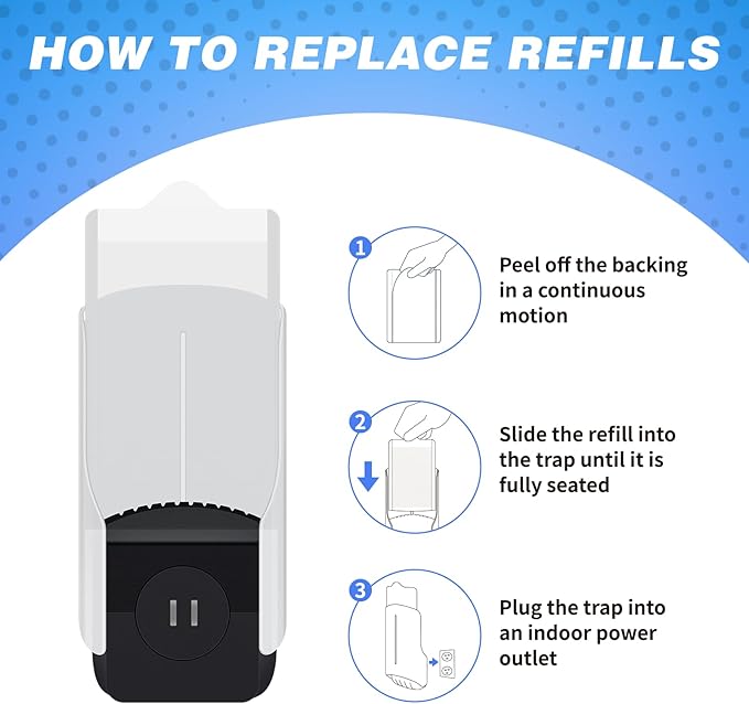 1 Plug-in Flying Insect Trap & 5 Refills, Effective Fly Traps for Indoor Use, Small Bug Catcher with Purple Light for Fruit Flies, Gnats, Moths and Mosquitoes