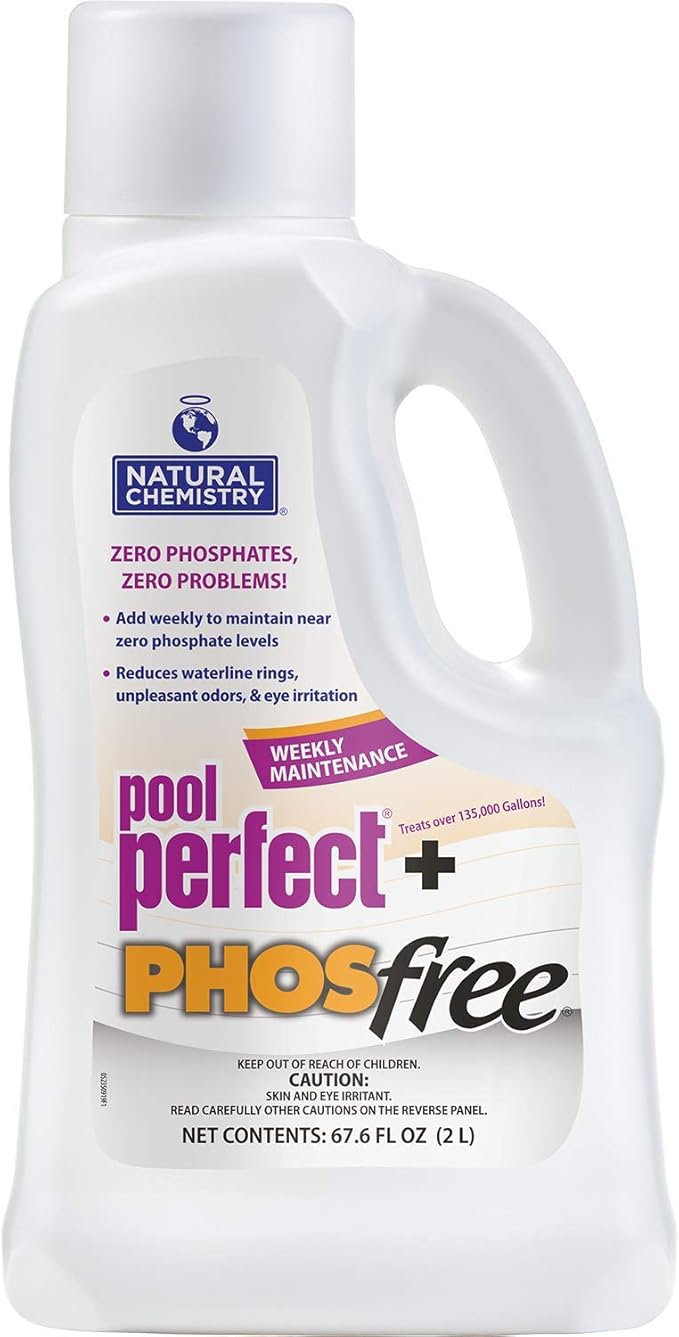 Natural Chemistry Pool Perfect + Phosfree, 2 Liter, Single Pack | Phosphate Remover, Reduces Waterline Rings, Unpleasant Odors & Eye Irritation