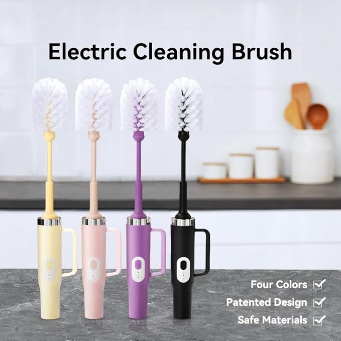 Rechargeable Electric Bottle & Cup Brush, 360° Thorough Cleaning Without Blind Spots, Suitable for Baby Bottles, 64-Ounce Mugs, Straws, Wine Glasses, etc., Easy to Air-Dry and Portable
