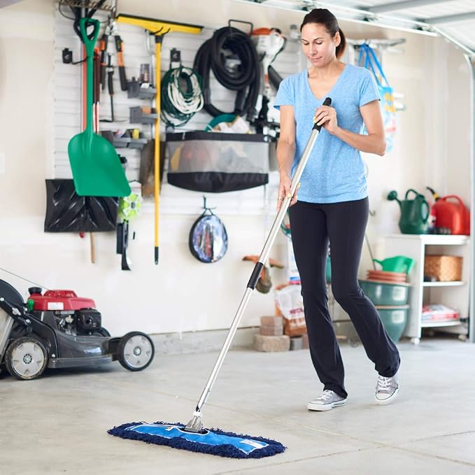 Nine Forty 24" Premium Nylon Dust Mop- Heavy Duty Mop Head for Industrial, Commercial, and Residential Cleaning - Dry Floor Duster for Hardwood Surfaces and Commercial Applications - Blue
