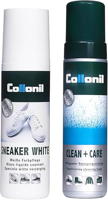 Collonil Sneaker Cleaner Kit - Sneaker White Shoe Cleaner 3.38 Fl Oz & Clean & Care Universal Cleaning Foam 6.76 Fl Oz
