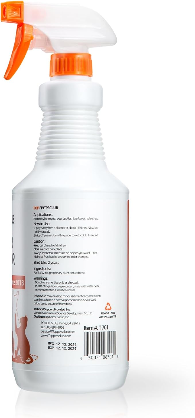 Pet Odor Eliminator for Home and Strong Smells, Plant Based Formula Dog & Cat Urine Odor Eliminator Spray, Pet Stain and Odor Remover for Carpet - 32 OZ Odorless