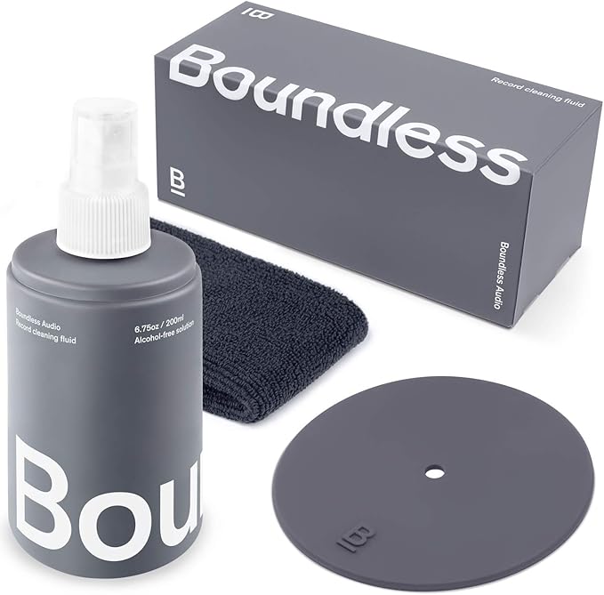 Boundless Audio Record Cleaning Solution - 6.75oz Vinyl Cleaner Fluid, Vinyl Cleaner Cloth & Record Label Protector