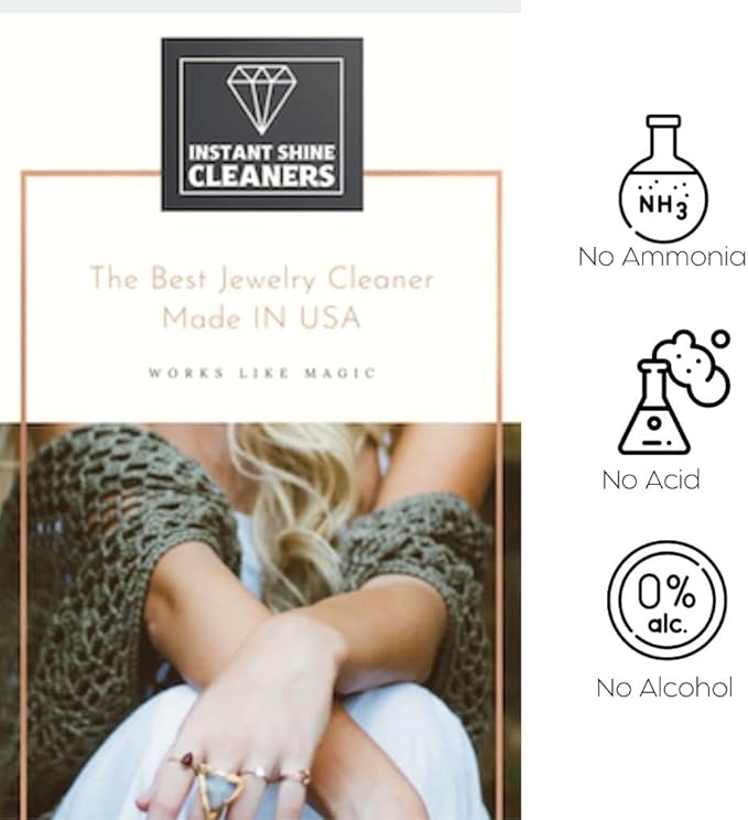 Complete Jewelry Cleaning Kit for Silver, White Gold Platinum, Diamond, Sapphire, and other Stones, Liquid Solution for Ultrasonic Machine & Tarnish Removal Cream for Sparkling Brilliance 0.5oz/0.4oz