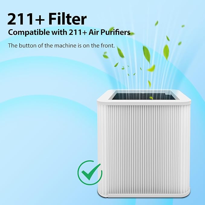 211+ Replacement Filter Compatible with Blue Pure 211 Air Purifiers, 2-in-1 True HEPA Particle and Activated Carbon Filters, 2 Pack