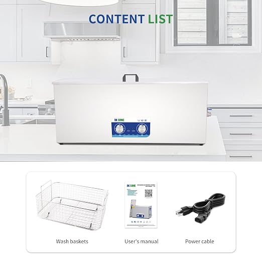 DK SONIC Professional Ultrasonic Cleaner 30L Stainless Steel, 720W Heavy-Duty Ultrasonic Gun Cleaner with Heater and Timer,Application for Rifle,Guns Parts,Bullets,Carburetor, Chains (Include Basket)
