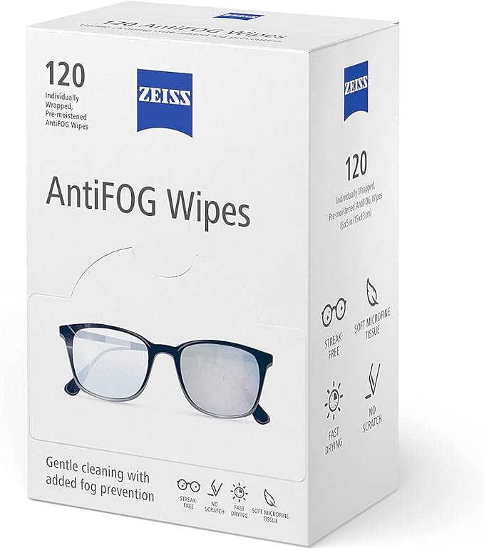 ZEISS Pre-Moistened Lens Cleaning Wipes, 600 Count + ZEISS AntiFOG Wipes, 120 Count Bundle