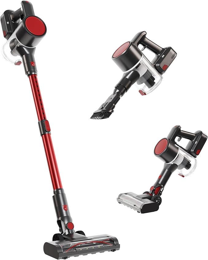 NEWBULIG Cordless Vacuum Cleaner, Removable Stick Vacuum with LED Touch Screen, Self-Standing, 35Mins Runtime, Lightweight Handheld for Pet Hair, Hard Floor, Carpet