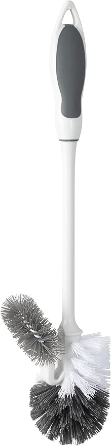 Superio Toilet Bowl Brush and Holder with Under Rim Cleaner for Bathroom, Toilet Brush and Caddy with Non Scratch Bristles and Under Rim Lip Brush