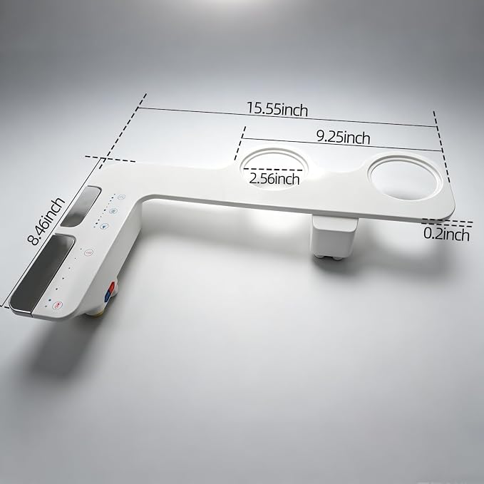 ULTRA-SLIM BIDET ATTACHMENT FOR TOILET WITH SOLID BRASS INLETS, DUAL TEMPERATURE HOT AND COLD WATER BIDET, NON-ELECTRIC TOILET BIDET WITH FEMININE & POSTERIOR WASH, NOZZLE SELF-CLEANING, 0.2"