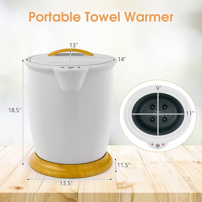 WELLHUT Towel Warmer Bucket Towel Warmers for Bathroom with Fragrance Holder, Luxury Spa Hot Towel Warmer, Towel Heater, Auto Shut Off, Holds Two 40"X70" Oversized Towels, Bathrobes, Blankets