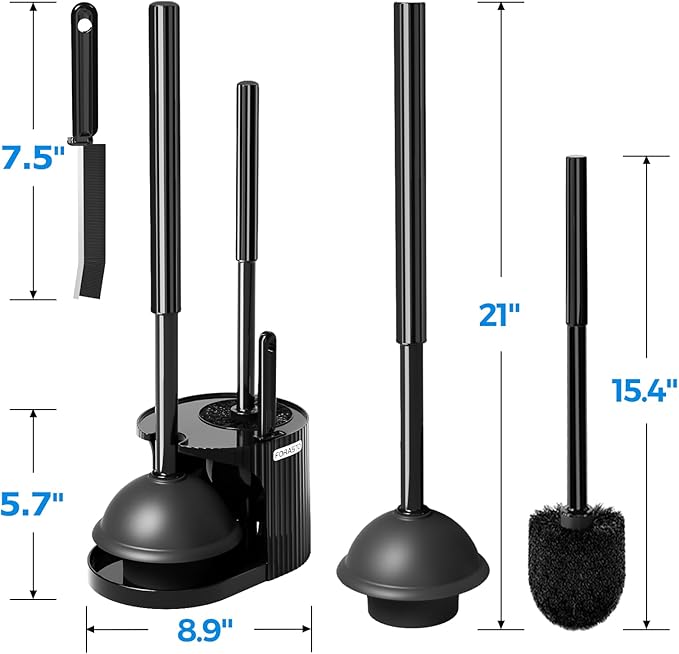 FORASTO 3Pack 3 in 1 Toilet Brush and Plunger Set,Toilet Bowl Brush Plunger Set,Toilet Brush Plunger Combo,Cleaning Brush,Cleaning Supplies, Crevice Cleaning Brush, Bathroom Cleaning Tools