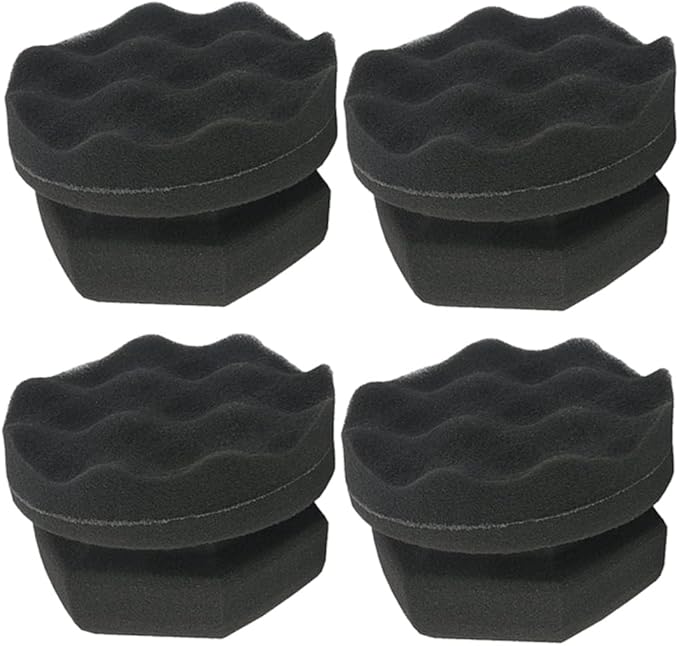 FAVOMOTO 8pcs Wave Pattern Waxing Sponge for Car Detailing Handy Applicator for Tire Interior and Care High Density Buffing Pads