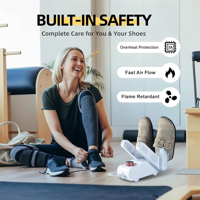 Shoe Dryer with Warm Air, Portable Boot Dryer Deodorizer for Sneakers | Warm air drying for shoes, helps reduce moisture and odor, portable design for home and travel, quiet operation for daily use