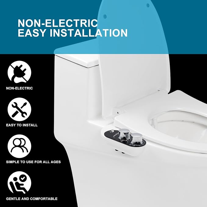 GLIGAM Bidet Attachment for Toilet Warm Water,Hot and Cold Bidet Attachment,Ultra-Slim Non-Electric Bidet Attachment for Frontal/Rear Wash, with Pressure & Angle Controls,Easy to install