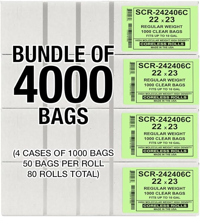 Aluf Plastics 6-8 Gallon Trash Bags Source Reduction Series Value High Density 6 MICRON (equiv) gauge - Intended for Home, Office, Bathroom, Paper, Styrofoam (Pack of 4000)