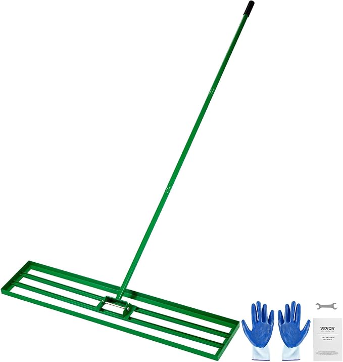 VEVOR Lawn Leveling Rake, 48"x10" Level Lawn Tool, Heavy-Duty Lawn Leveler with 78" Steel Extended Handle, Yard Leveling Rake Suit for Garden, Golf Lawn, Farm