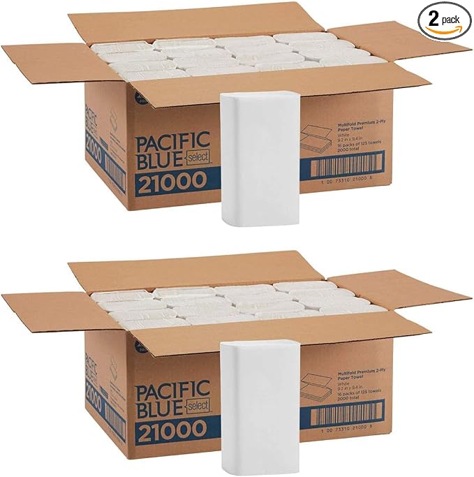 Pacific Blue Select Multifold Premium 2-Ply Paper Towels (Previously Branded Signature) by GP PRO, White, 21000, 125 Paper Towels Per Pack, 16 Packs Per Case (2.CASES)